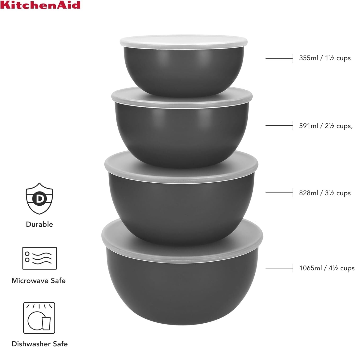 KitchenAid sada misek na potraviny, charcoal grey, KQG176OSCGG