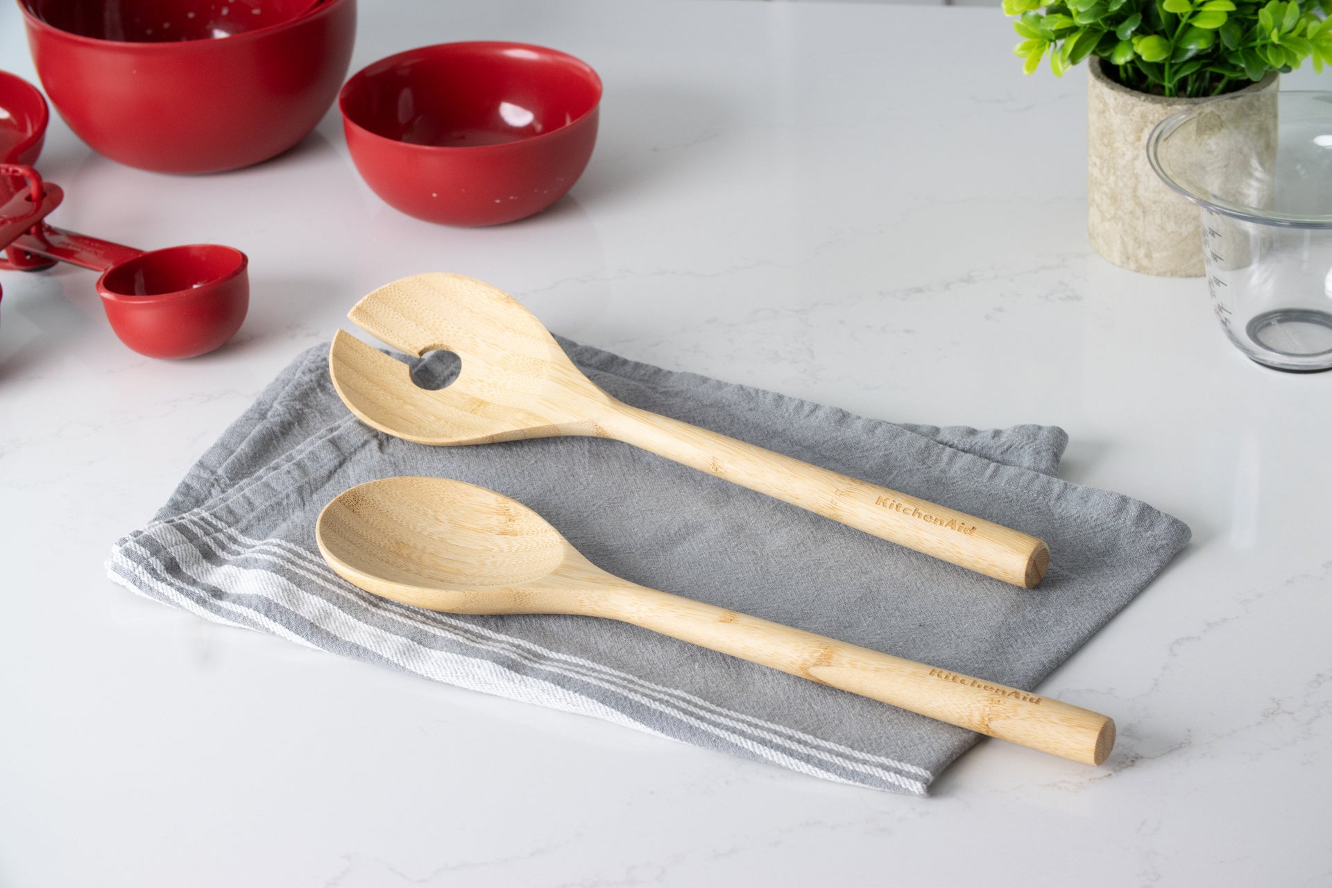 KitchenAid wooden salad spoon and fork set, KQG607OHBBE