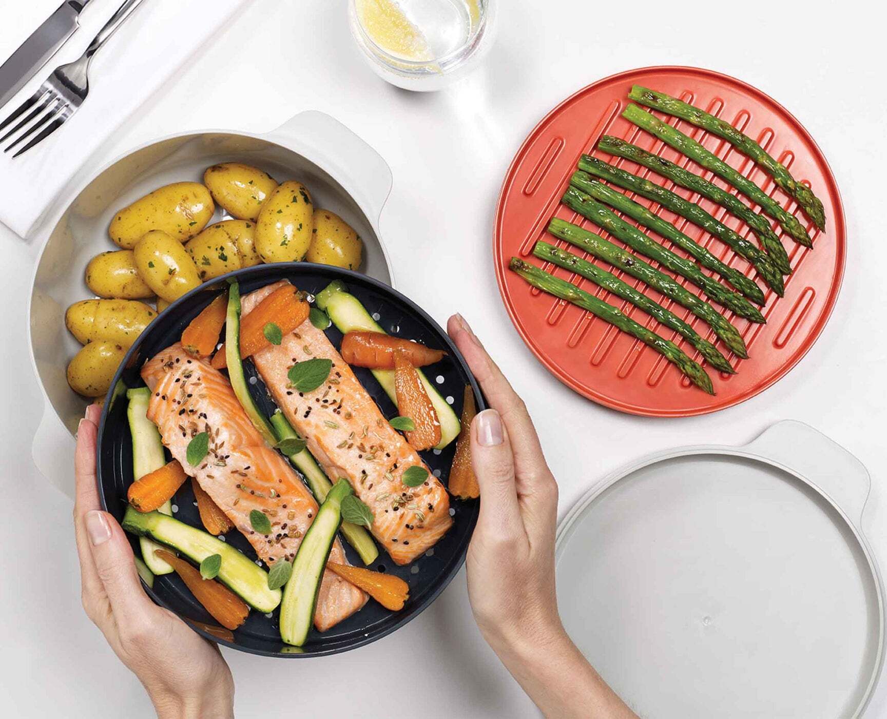 Joseph Joseph M-Cuisine sada nádobí do mikrovlnné trouby, oranžová, 45001