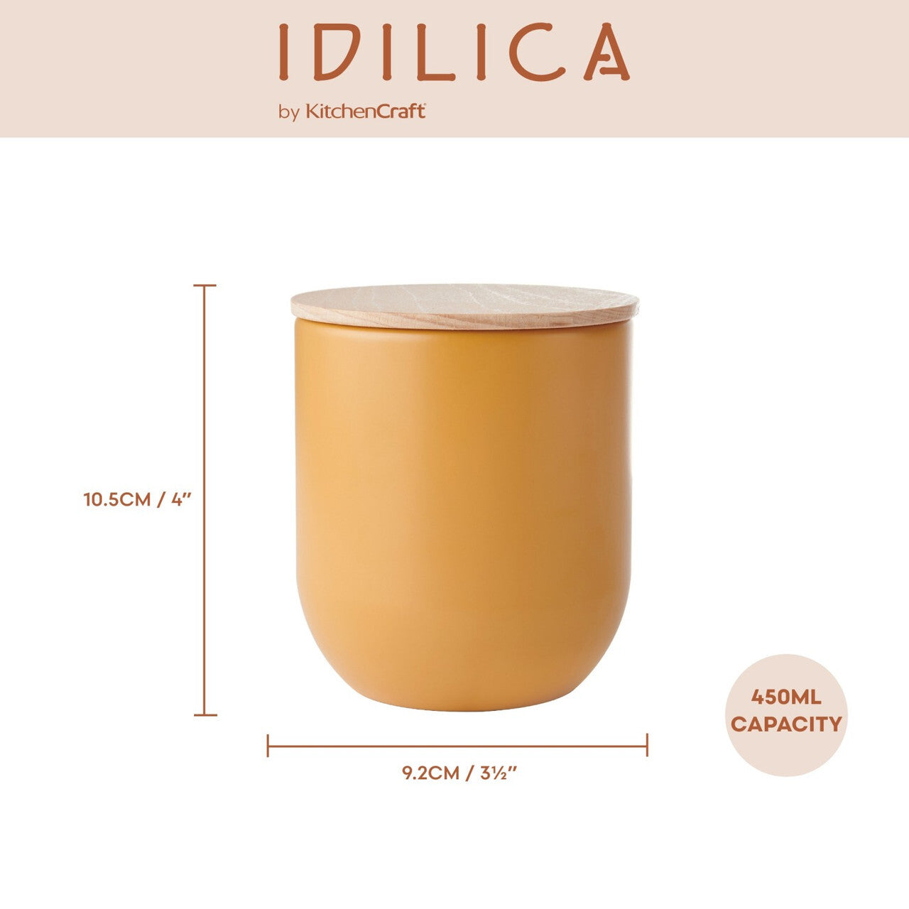 KitchenCraft Idilica storage jar 0,45 l, yellow, IDCANSMLYEL
