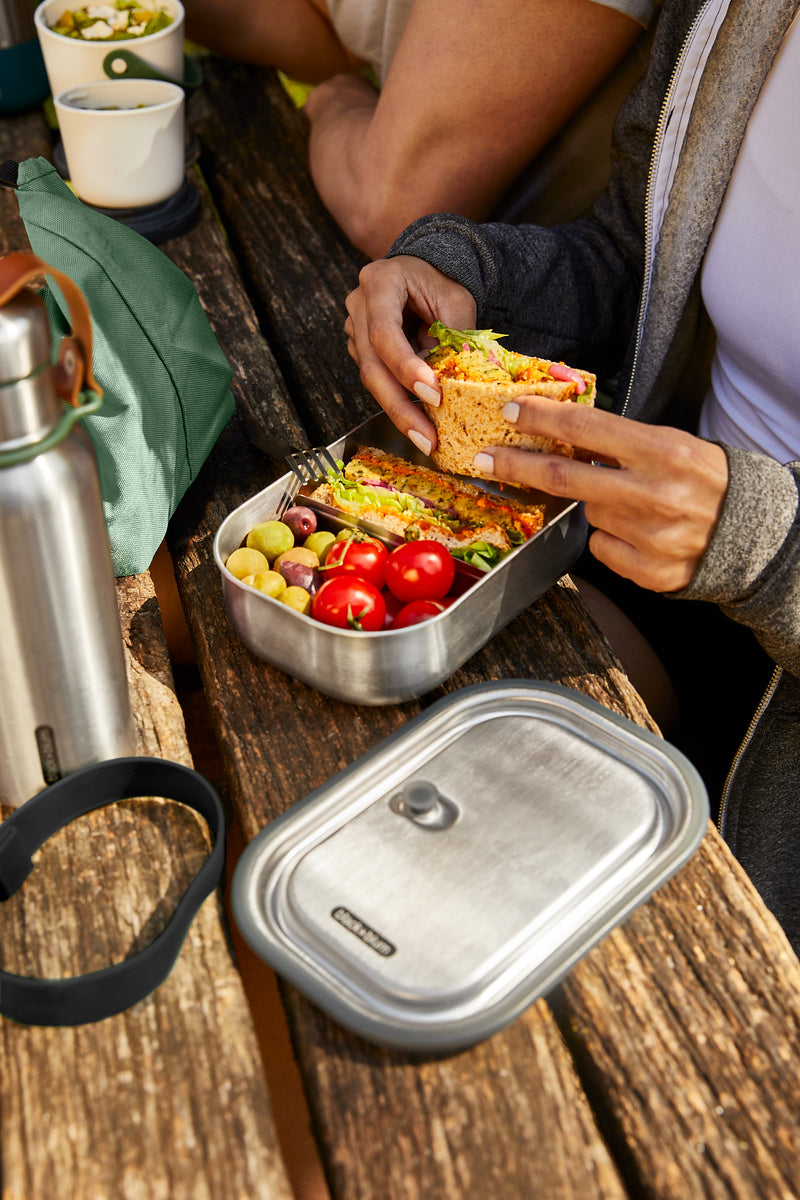 Black+Blum stainless steel snack box with fork 1 l, black, BAM-SS-L018