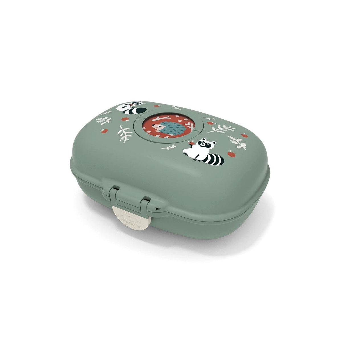 Monbento Gram dětský svačinový box 0,6 l, green raccoon, 16014073