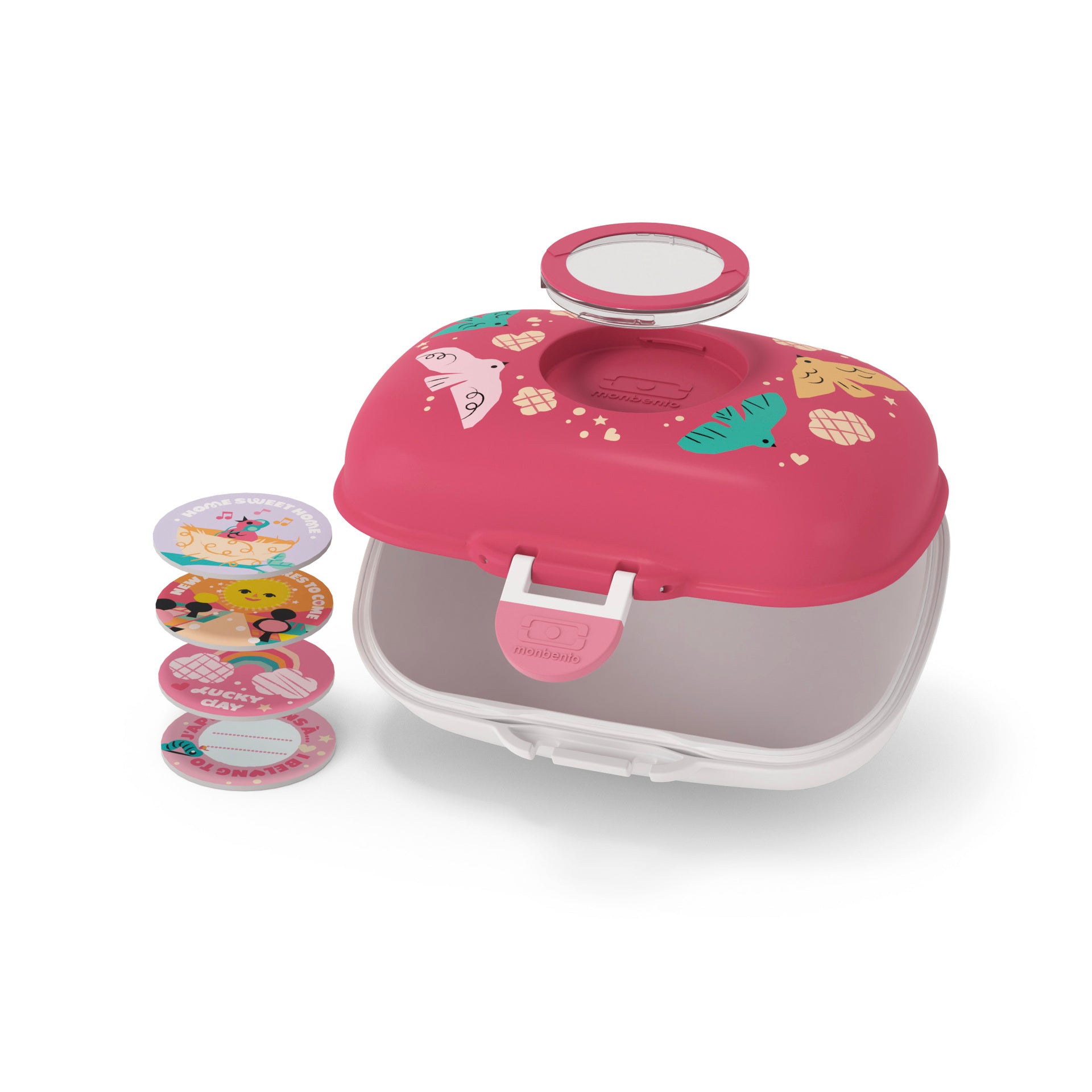 Monbento Gram dětský svačinový box 0,6 l, pink birds, 16014121