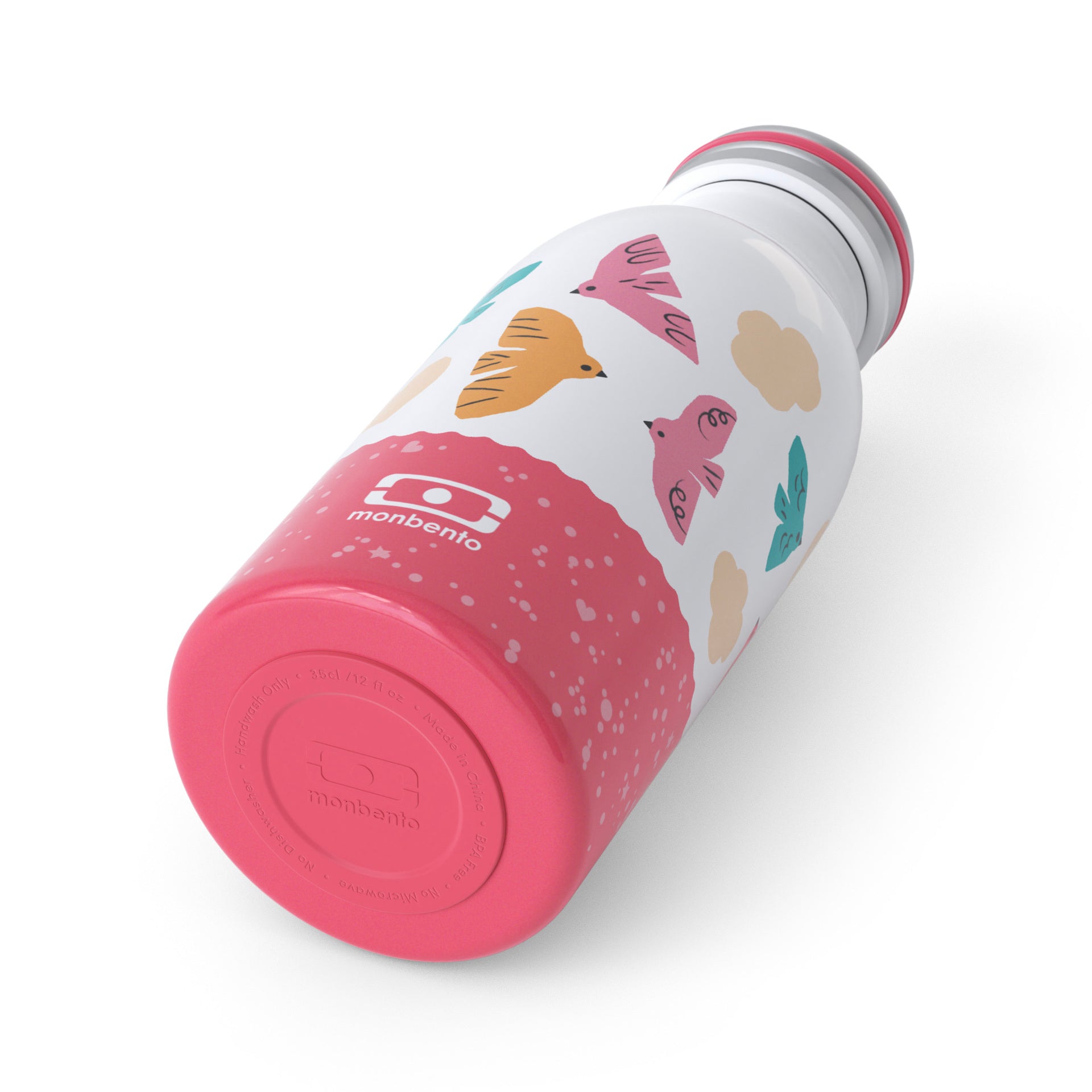 Monbento Cooly detská fľaša na pitie 350 ml, ružoví vtáci, 47274121