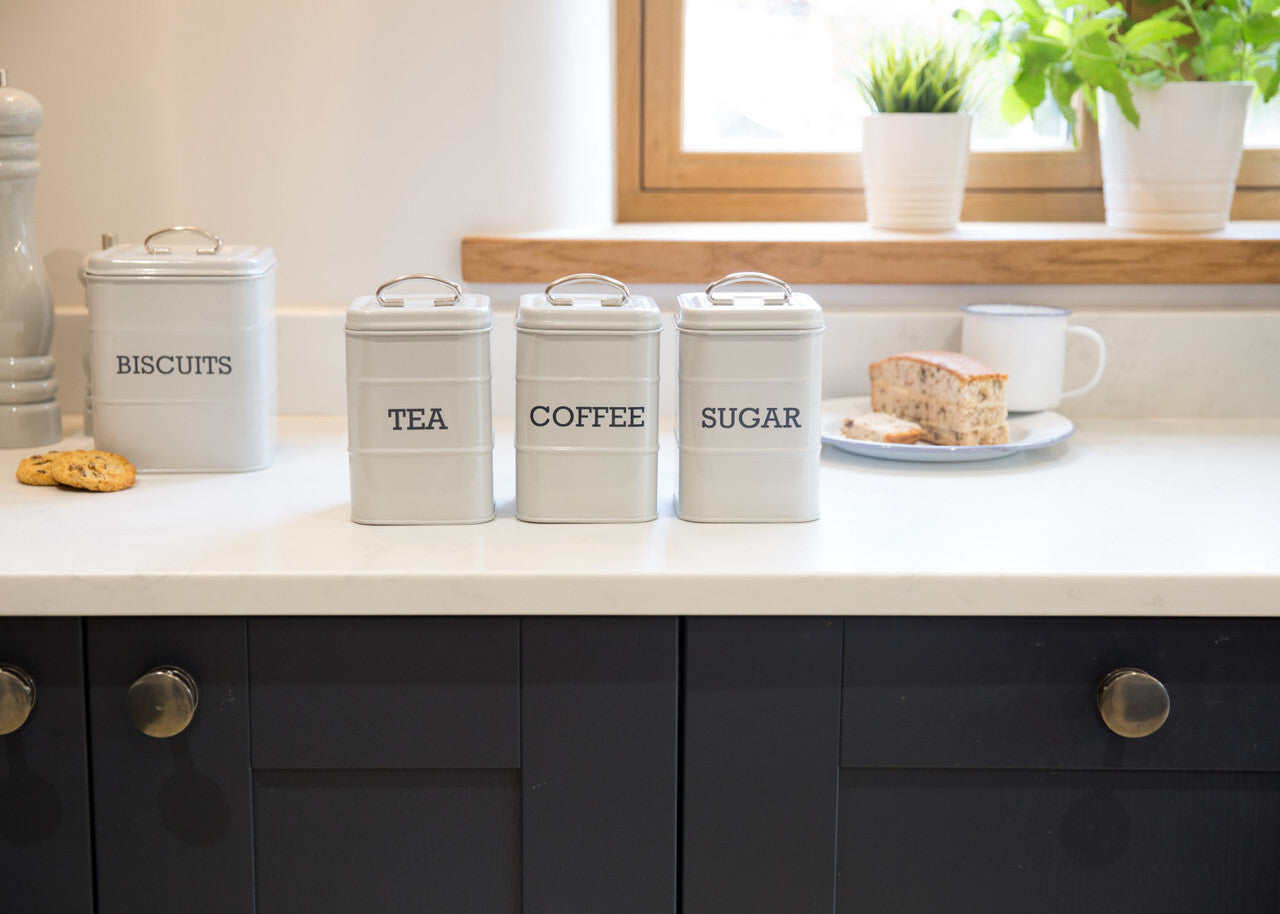 KitchenCraft Living Nostalgia úložná dóza na čaj 1,3 l, šedá, LNTEAGRY