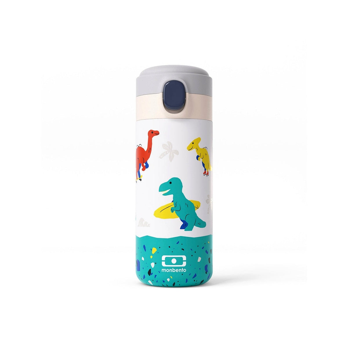 Monbento Pop detská fľaša na pitie 360 ml, modrá dino, 36334120
