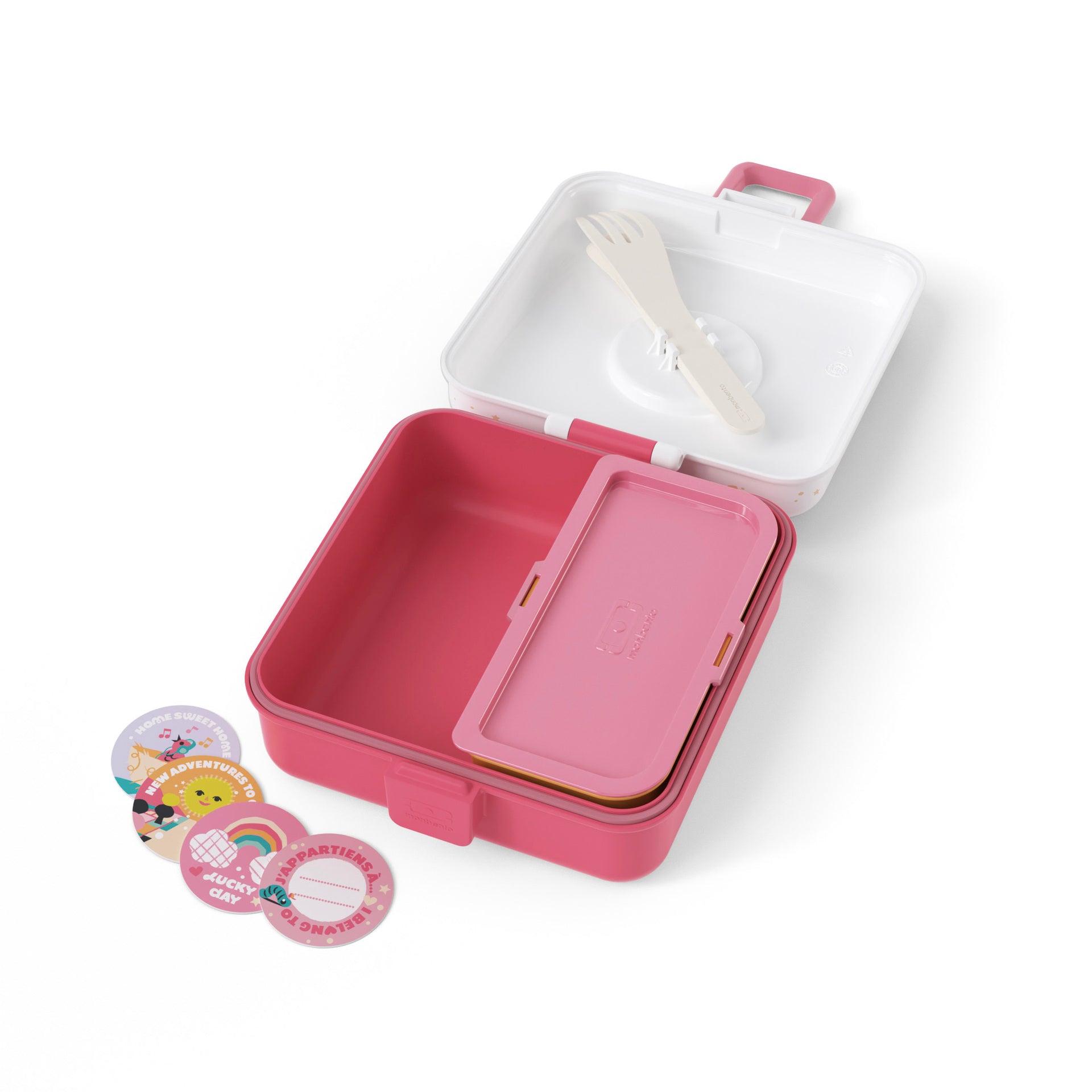 Monbento Snacky detský box na desiatu 0,85 l, ružoví vtáci, 81014121