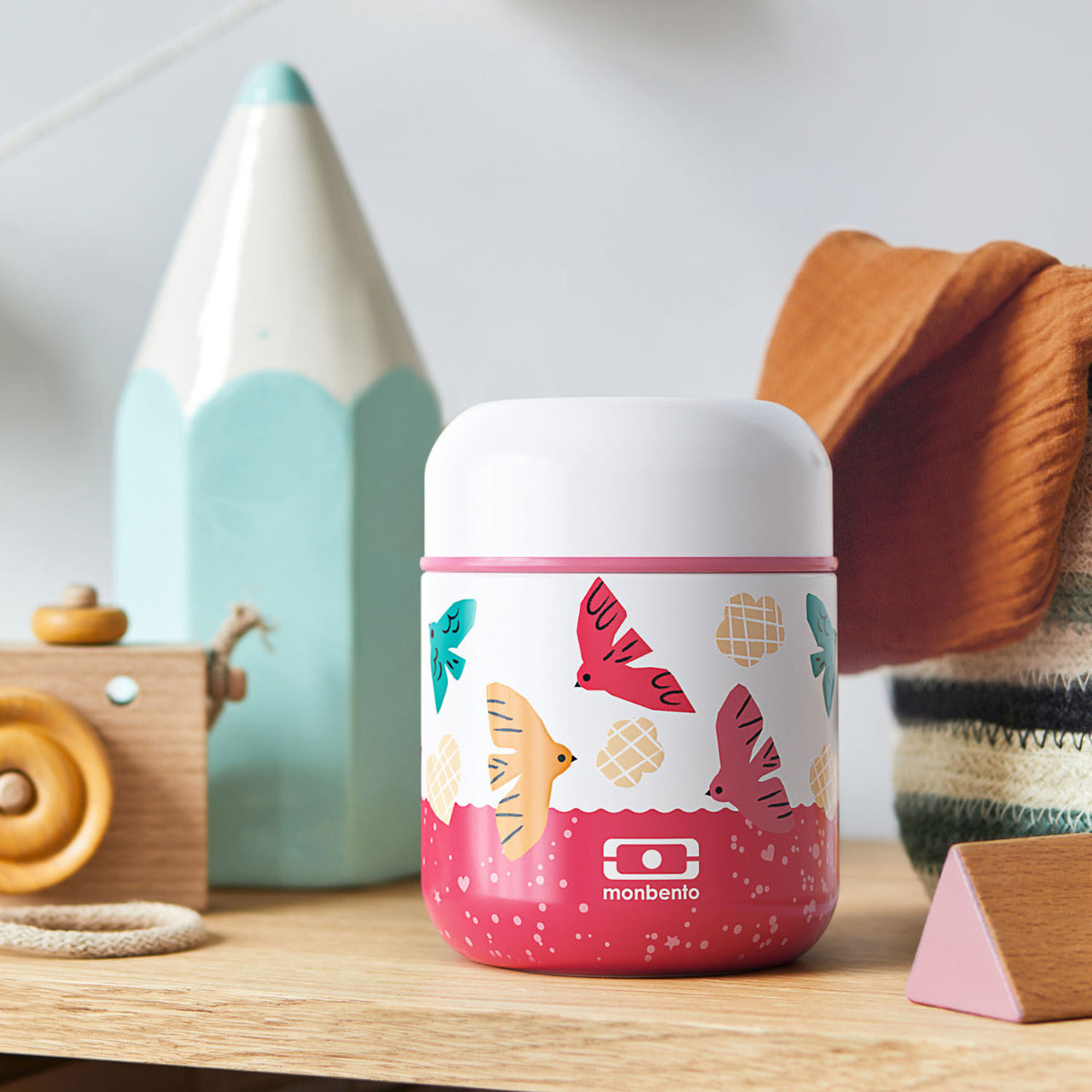 Monbento Capsule detský termobox 0,28 l, ružové vtáčiky, 25334121