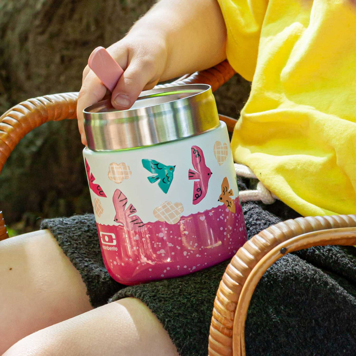 Monbento Capsule detský termobox 0,28 l, ružové vtáčiky, 25334121