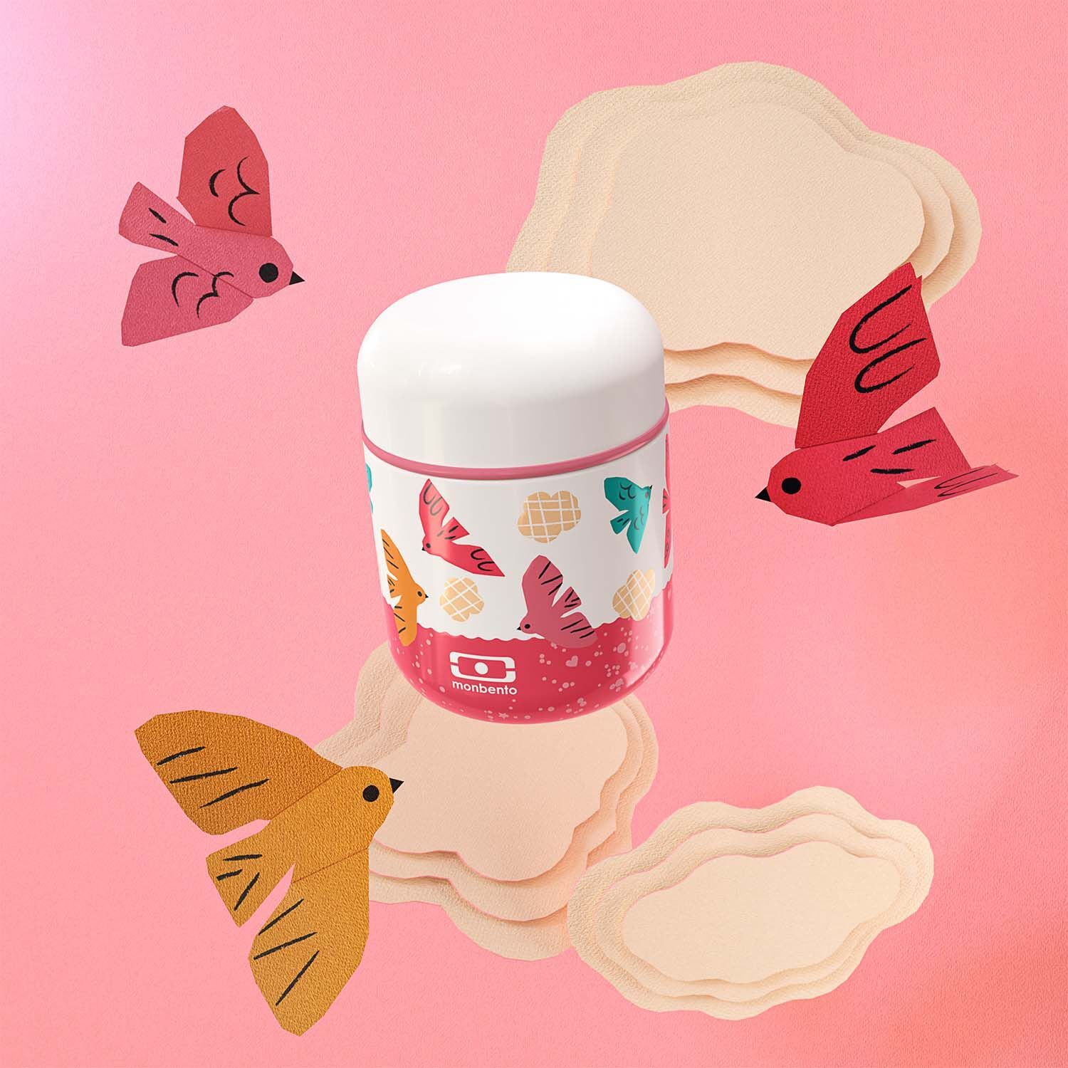 Monbento Capsule detský termobox 0,28 l, ružové vtáčiky, 25334121