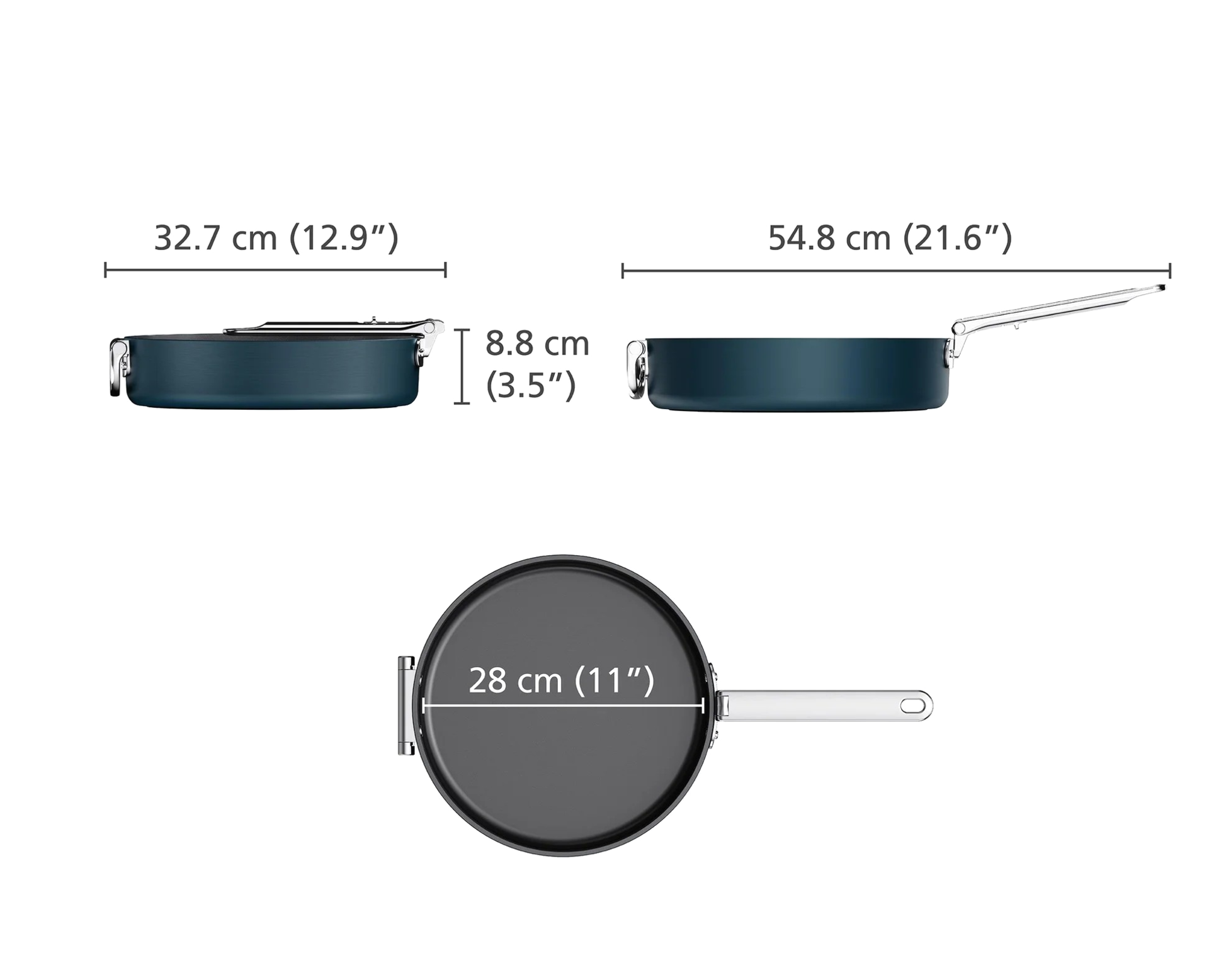 Keramická panvica s nepriľnavým povrchom Joseph Joseph Space 28 cm, modrá, 45042