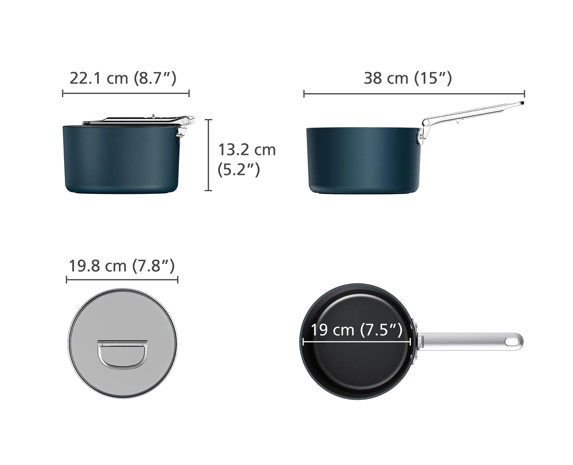 Panvica Joseph Joseph Space s nepriľnavým keramickým povrchom a pokrievkou 19 cm/2,8 l, modrá, 45038