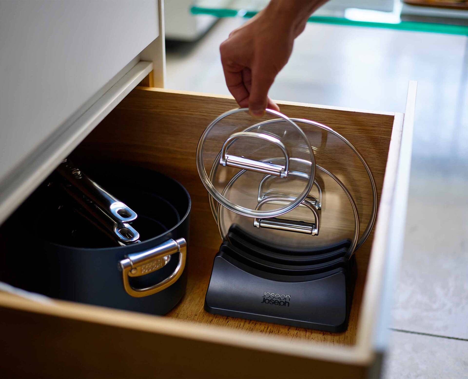 Joseph Joseph Space sada kuchyňského nádobí s nepřilnavým keramickým povrchem 6 ks, modrá, 45049