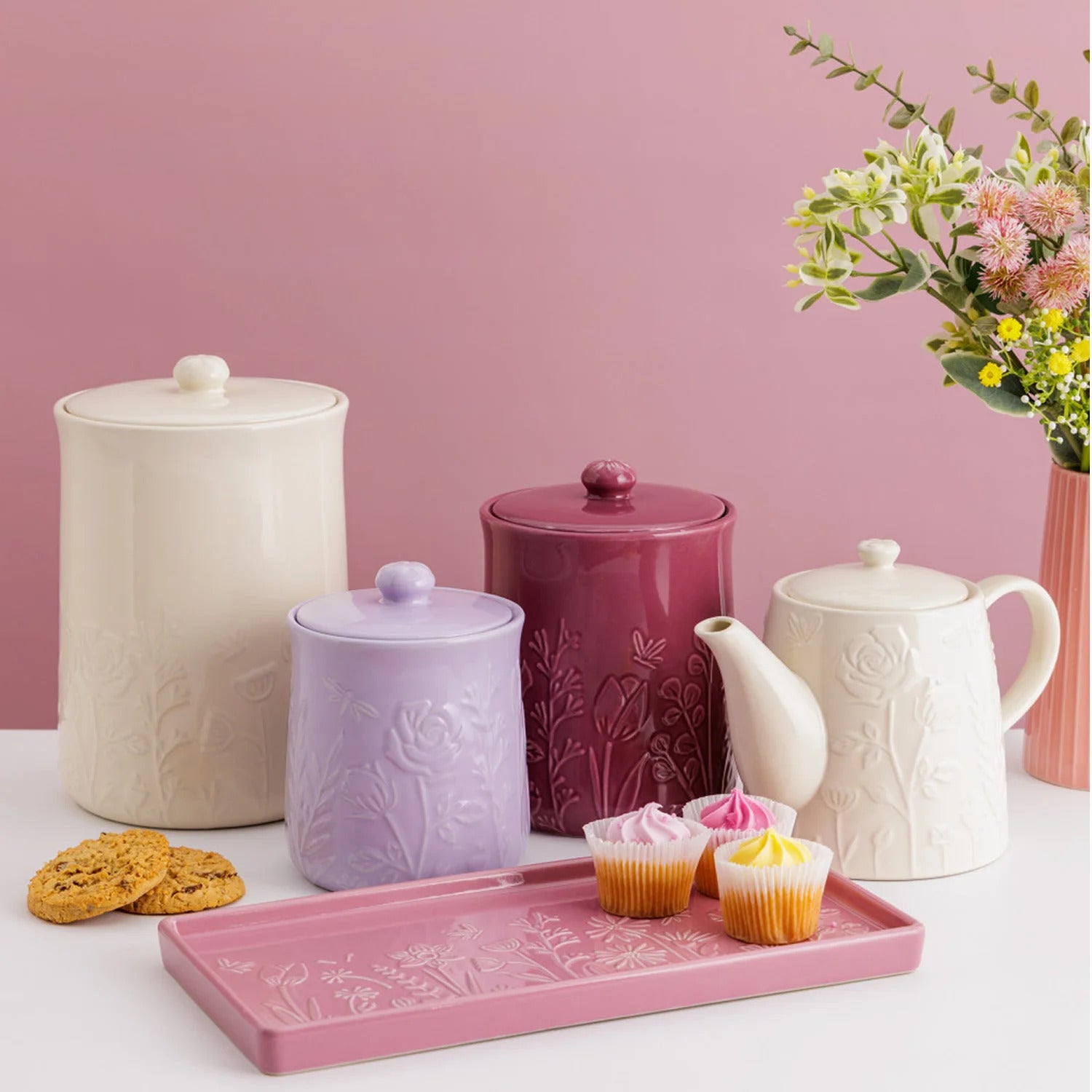 Mason Cash In The Meadow stoneware jar with lid 0,8 l, purple, 2002.312