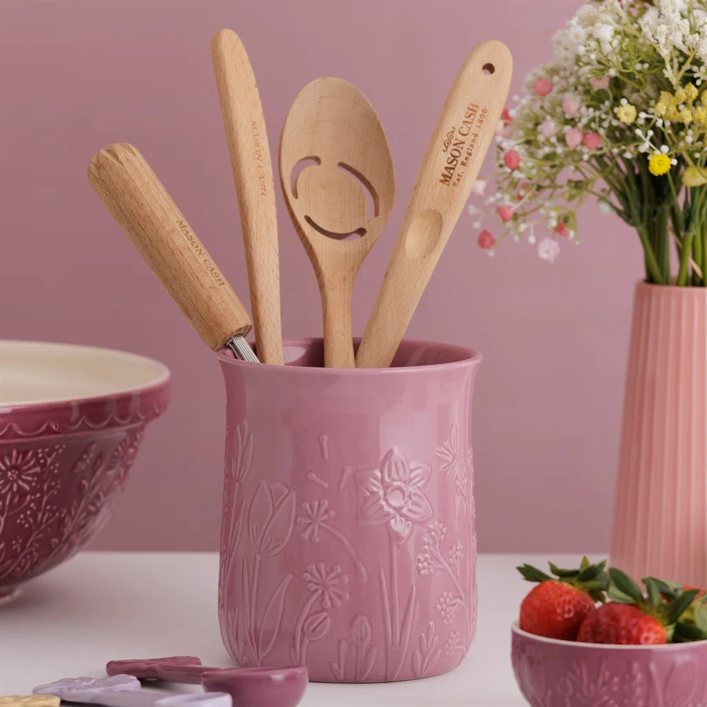 Mason Cash In The Meadow stoneware kitchen utensil box, pink, 2002.313