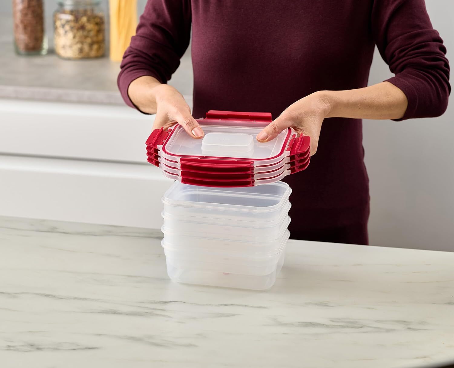 Joseph Joseph Nest Lock Food Storage Box Set 1.1 L, Red, 1000011