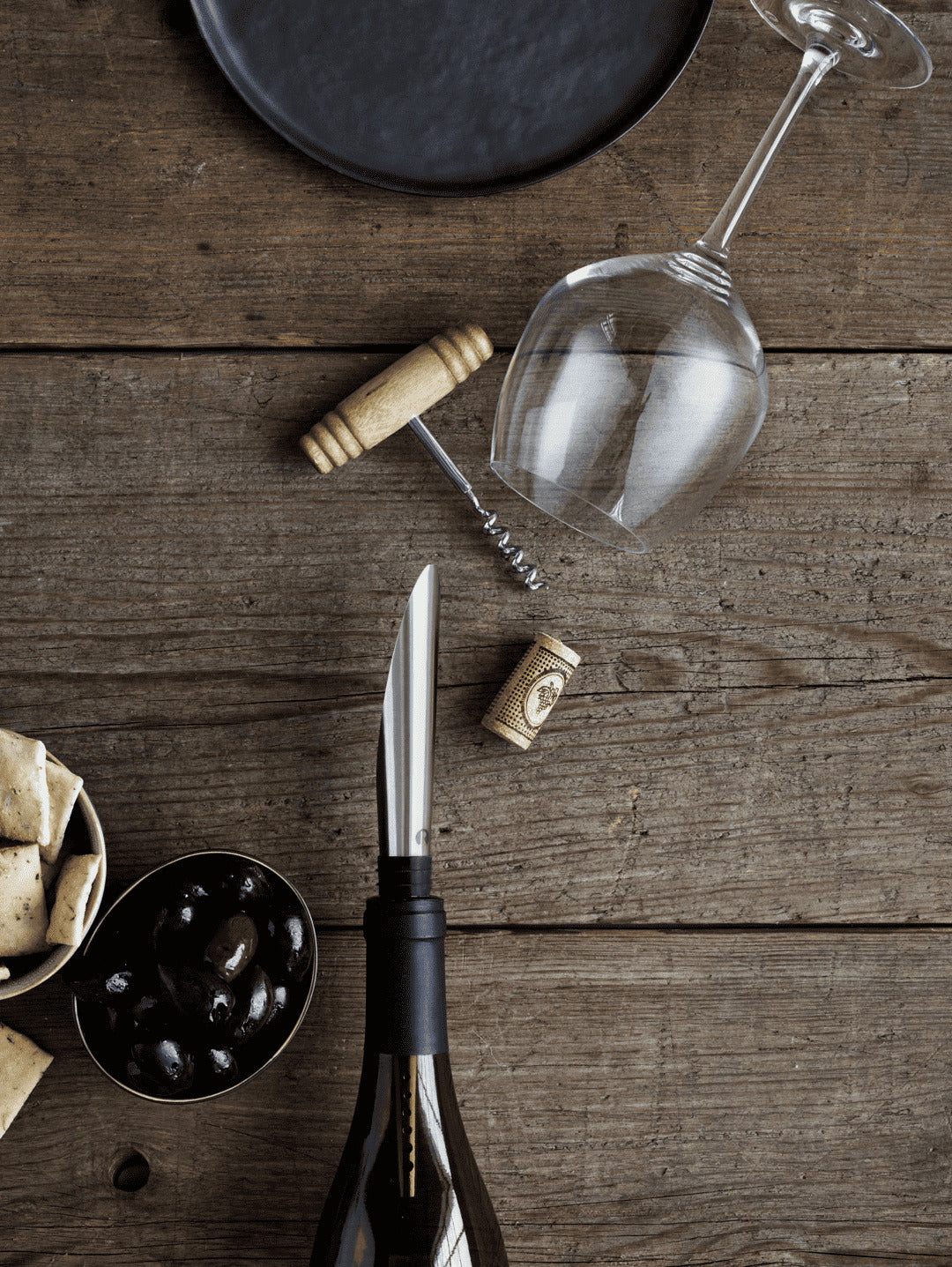 Rosendahl Grand Cru Barware dekantovací nálevka na víno se zátkou, black, 25046