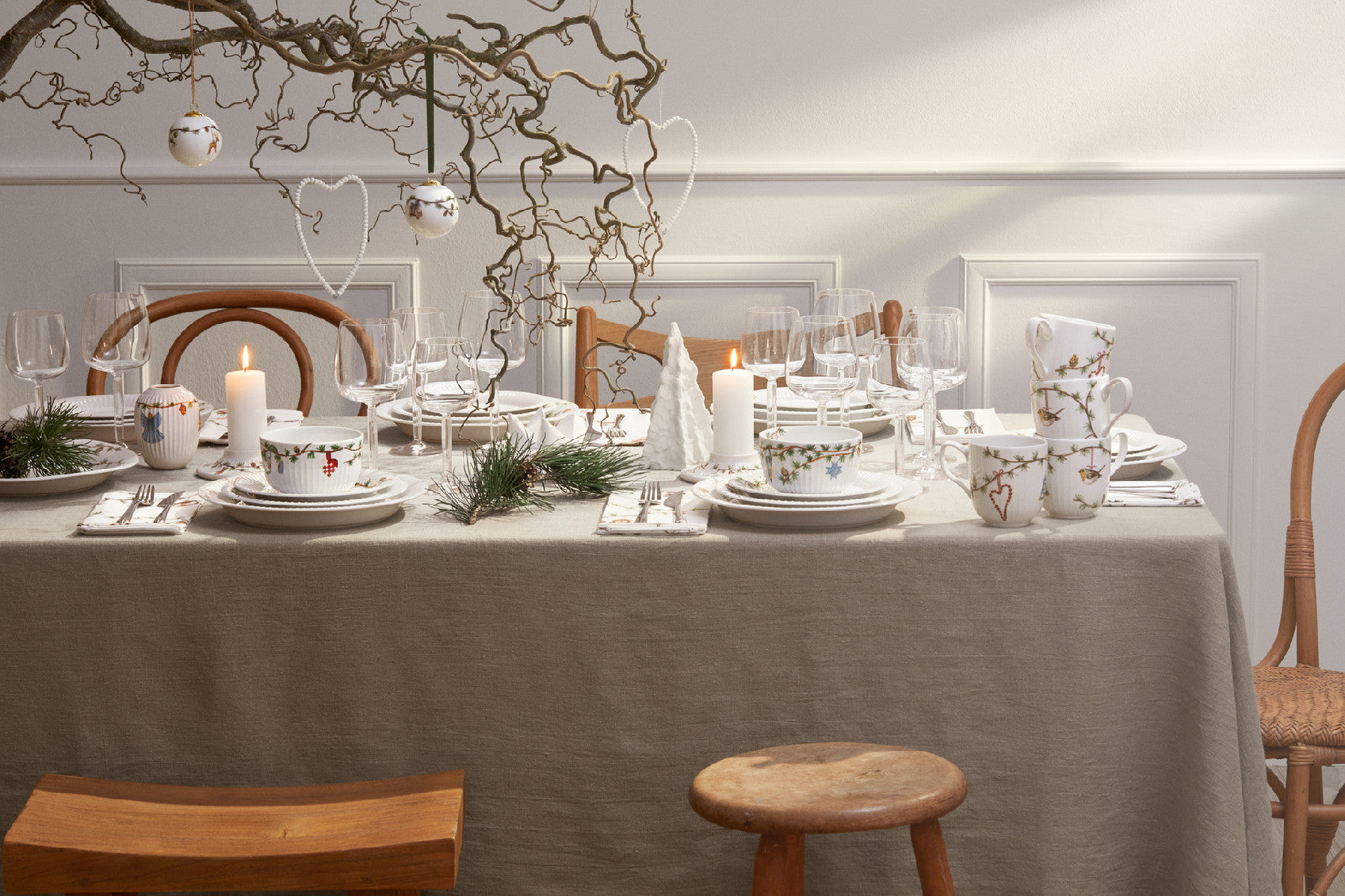 Kähler Hammershoi Christmas látkové ubrousky 45 x 45 cm, 4 ks, white, 693708