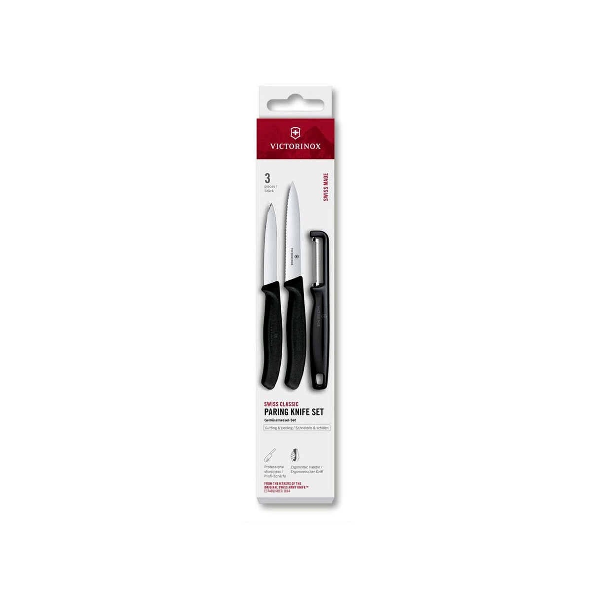 Victorinox Swiss Classic sada kuchynských nožov a škrabky 3 ks, black, 6.7113.33