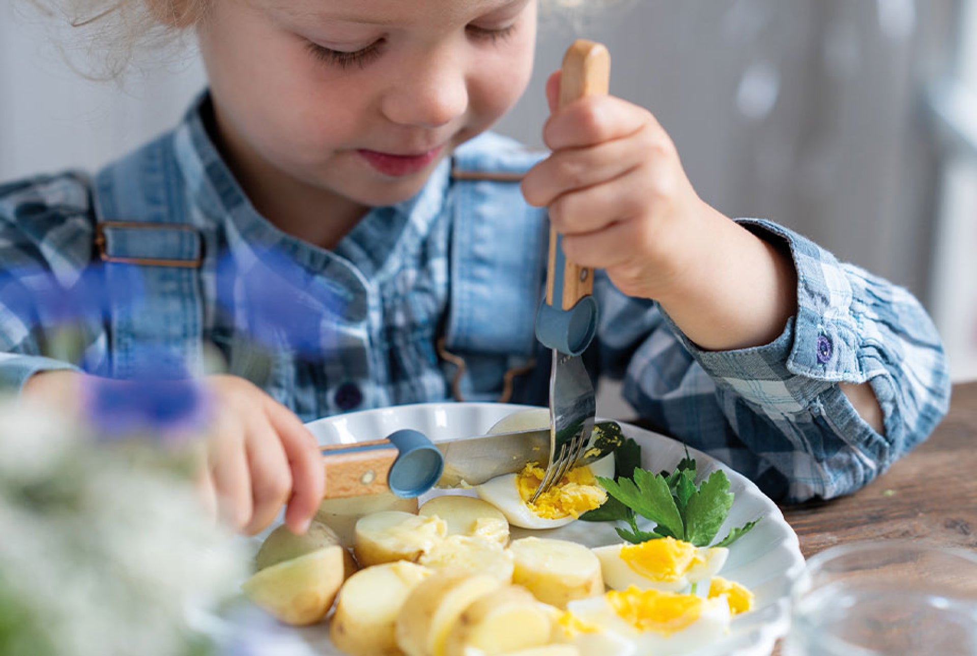 Opinel Le Petit Gourmet sada detských príborov, rainy blue, 003257