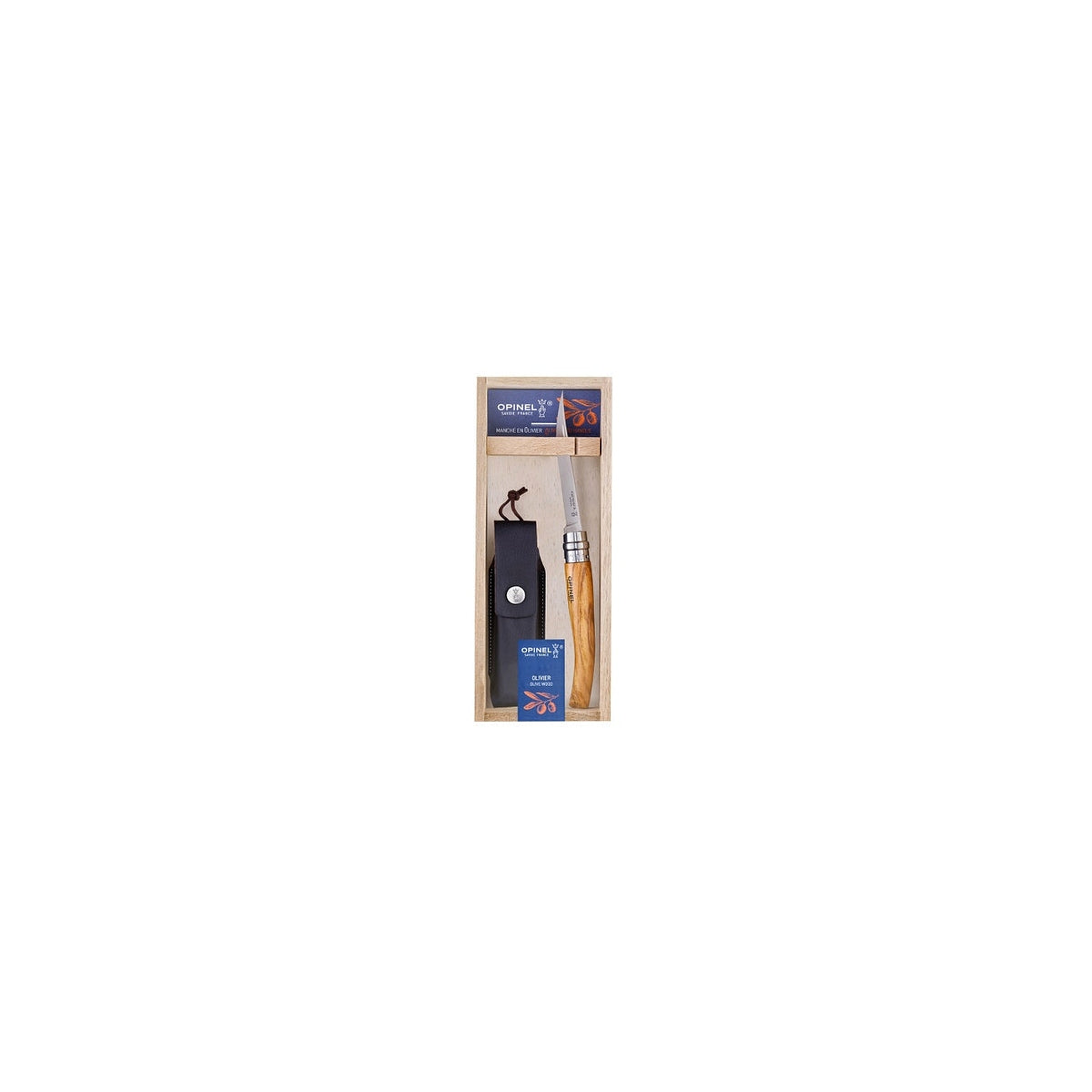 Darčekové balenie noža Opinel Slim Olive N°10 s puzdrom, 001090