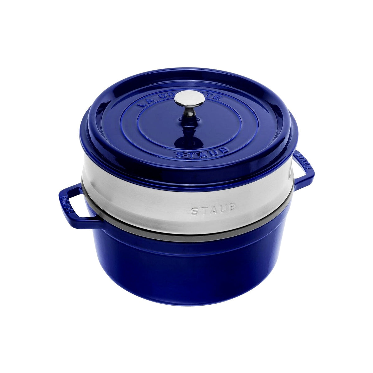 Staub Cocotte hrnec kulatý s napařovací vložkou, 26 cm/5,2 l  tmavě modrý, 1133891