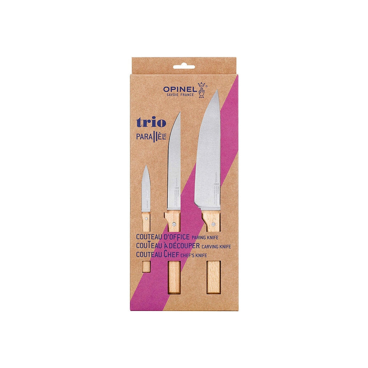 Opinel Parallele Trio sada 3 nožů, kuchařský, plátkovací a na zeleninu, 001838