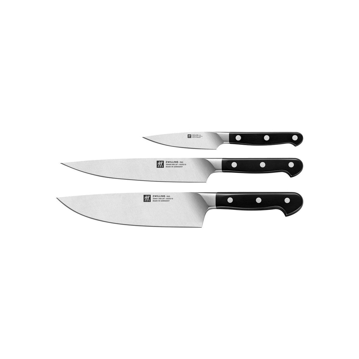 Zwilling Pro set nožů 3 ks, kuchařský 20 cm, plátkovací 20 cm, špikovací 10 cm, 38430-007