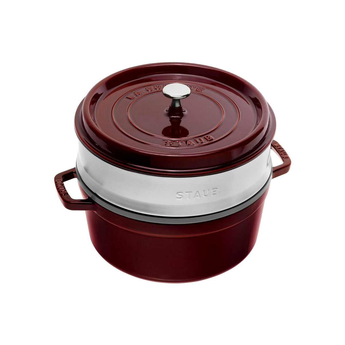 Staub Cocotte hrnec kulatý s napařovací vložkou, 26 cm/5,2 l grenadina, 1133887