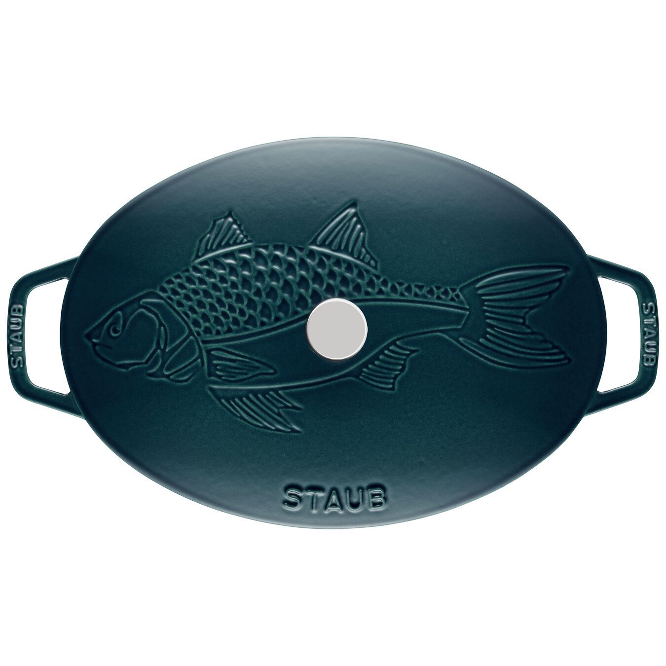 Staub cast iron fish roasting pan with lid 32 cm, sea blue, 11223337