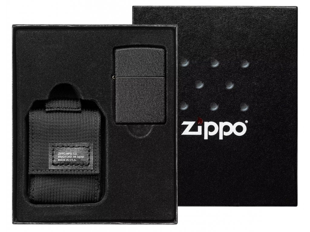 Zippo 30058 Sada Taktické Pouzdro + Zippo Zapalovač 26075 Black Crackle™