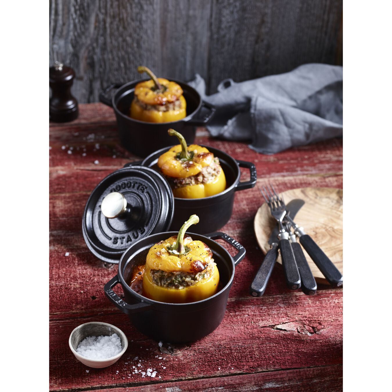 Staub Cocotte Sada 3 kusov okrúhlych hrncov 14 cm/0,8 l čierna, 19501425