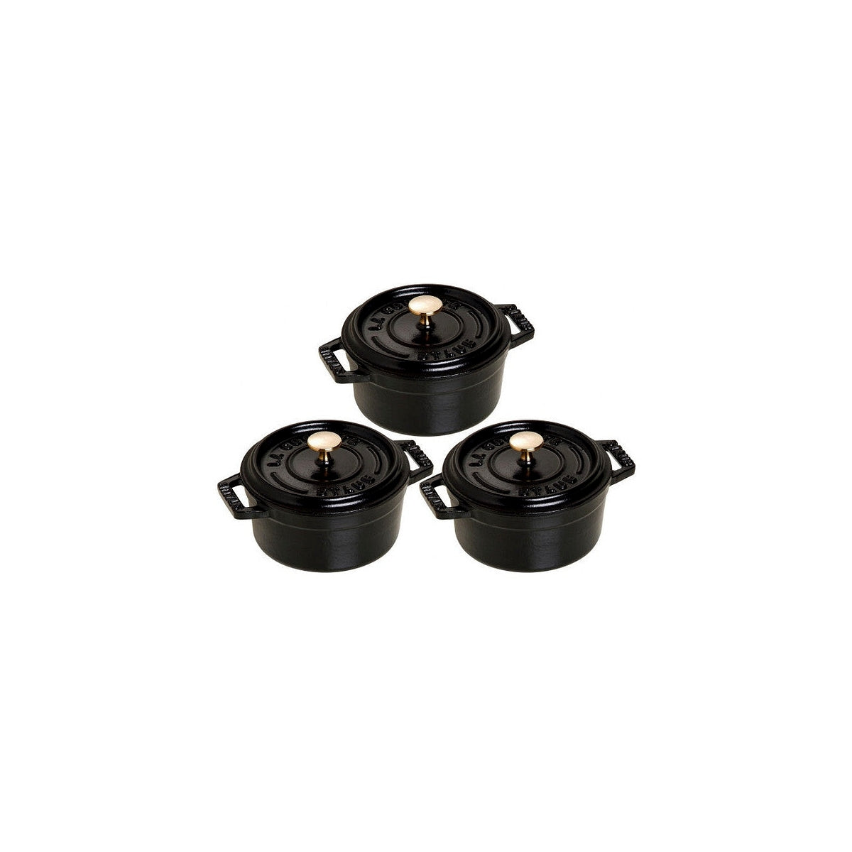 Staub Cocotte Sada 3 ks hrnec kulatý 14 cm/0,8 l černá, 19501425