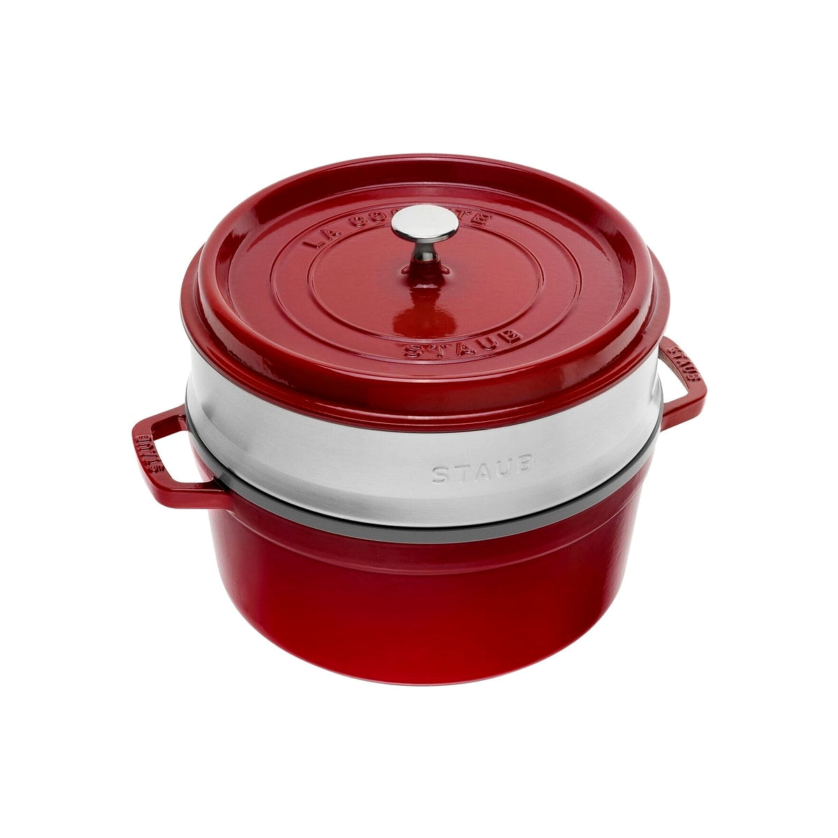 Staub Cocotte hrnec kulatý s napařovací vložkou, 24 cm/3,7 l višňová, 13242406