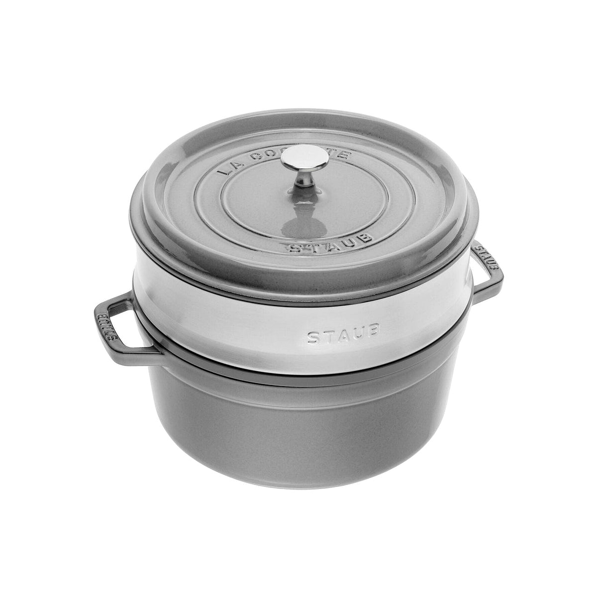 Staub Cocotte hrnec kulatý s napařovací vložkou, 24 cm/3,7 l šedý, 13242418