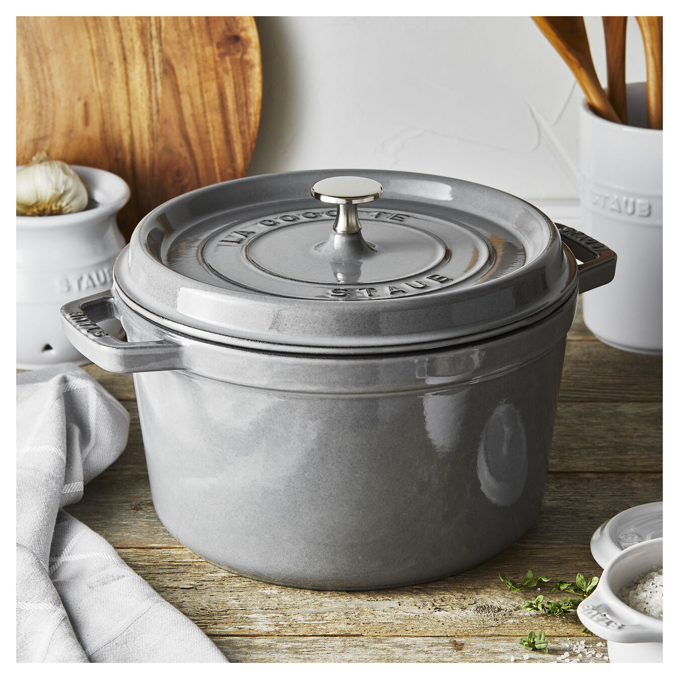Staub Cocotte vysoký okrúhly hrniec 24 cm/4,8 l sivý, 12502418
