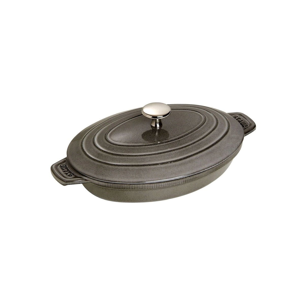 Staub cast iron baking dish with lid oval 23 cm/1 l grey, 40509-581