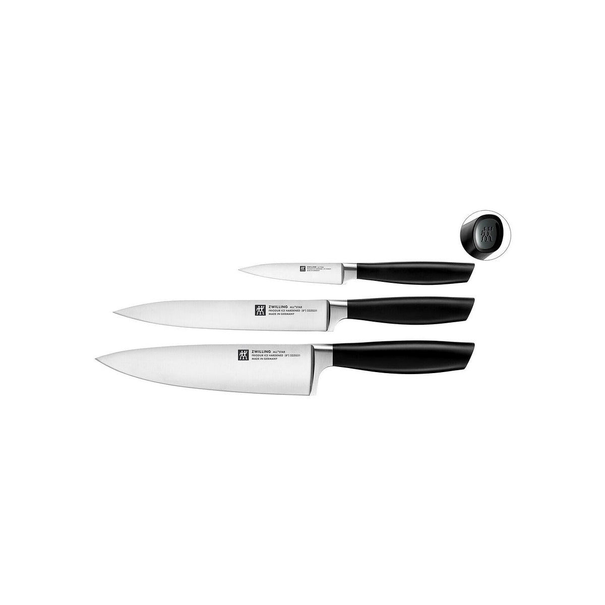 Zwilling All Star sada 3 nožů, kuchařský nůž 20 cm, plátkovací nůž 20 cm a špikovací nůž 10 cm, 33760-003