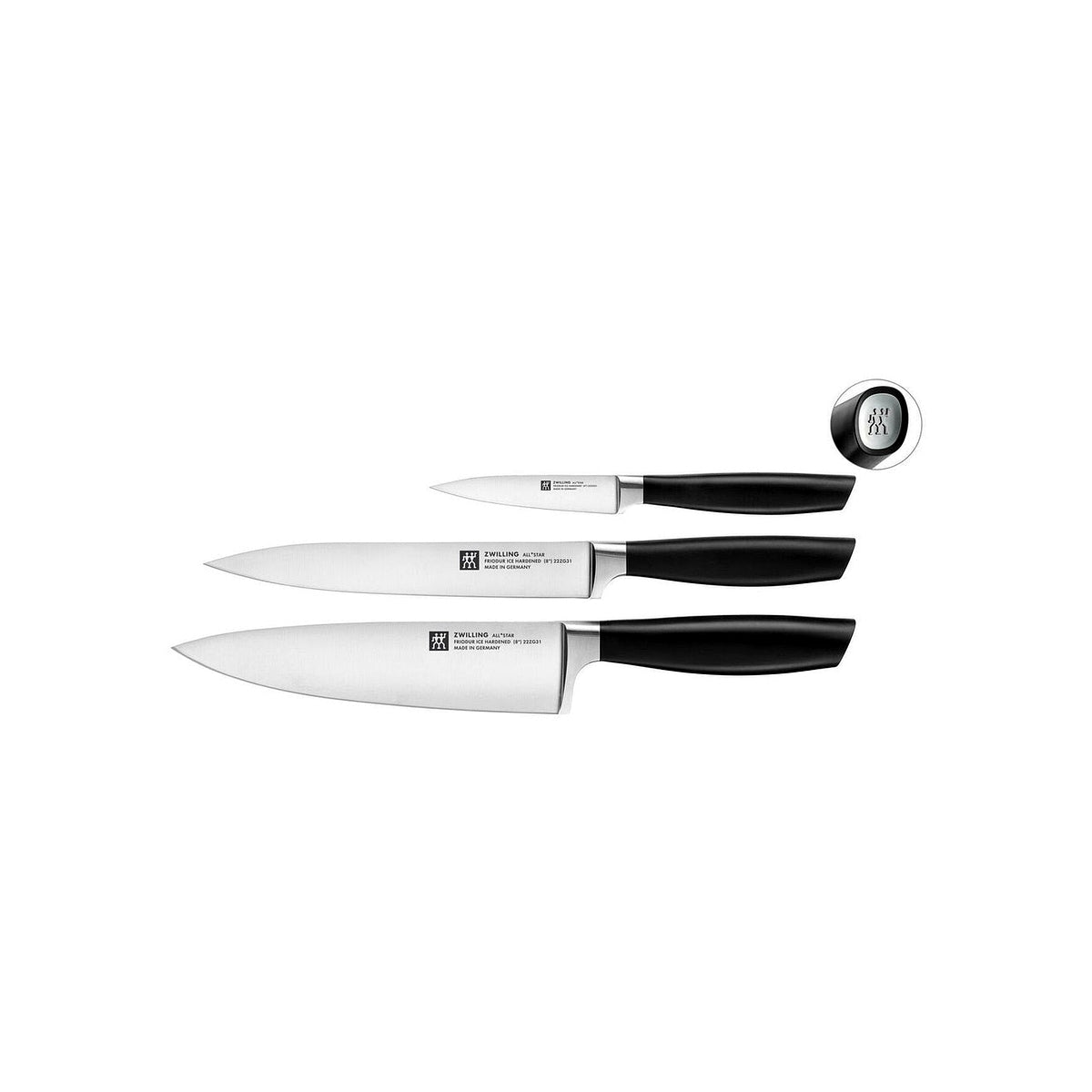 Zwilling All Star sada 3 nožů, kuchařský nůž 20 cm, plátkovací nůž 20 cm a špikovací nůž 10 cm, 33780-003