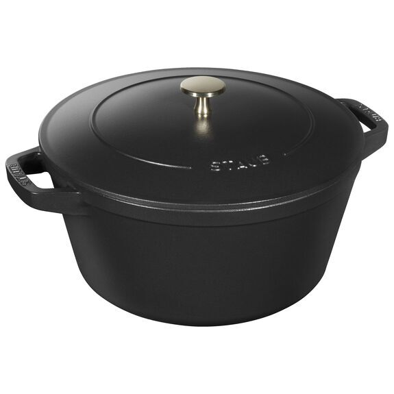 Staub Cocotte 2 dílná sada litinového hrnce a pánve 24 cm, černá, 14562423