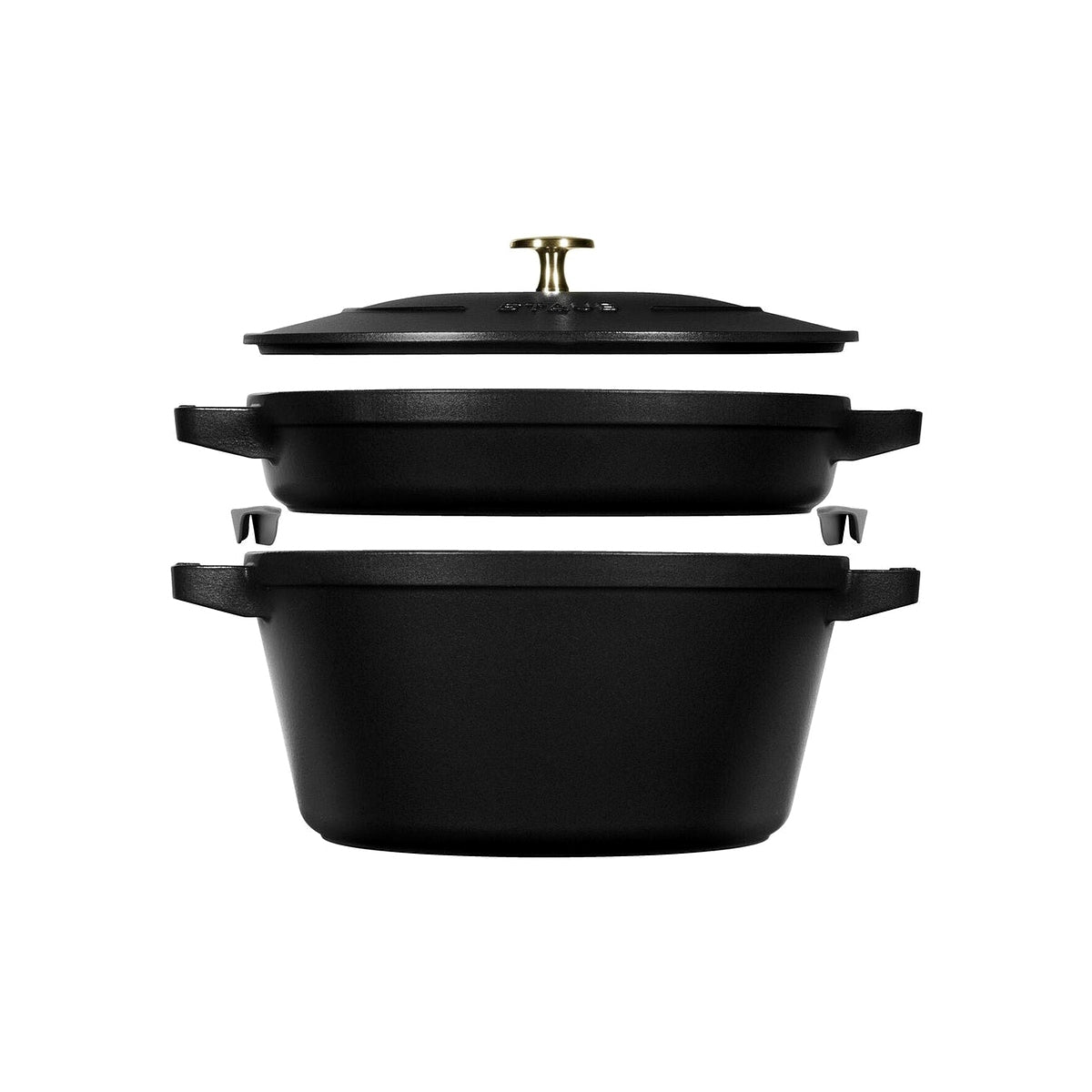 Staub Cocotte 2 dílná sada litinového hrnce a pánve 24 cm, černá, 14562423