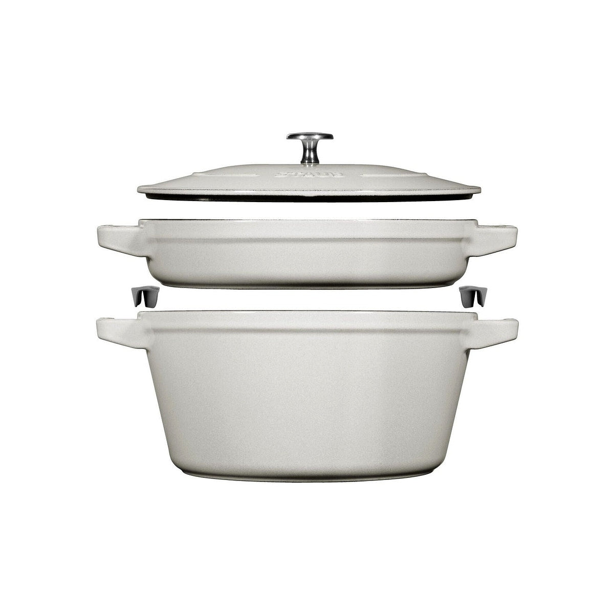 Staub Cocotte 2-piece cast iron pot and pan set 24 cm, white truffle, 145624107