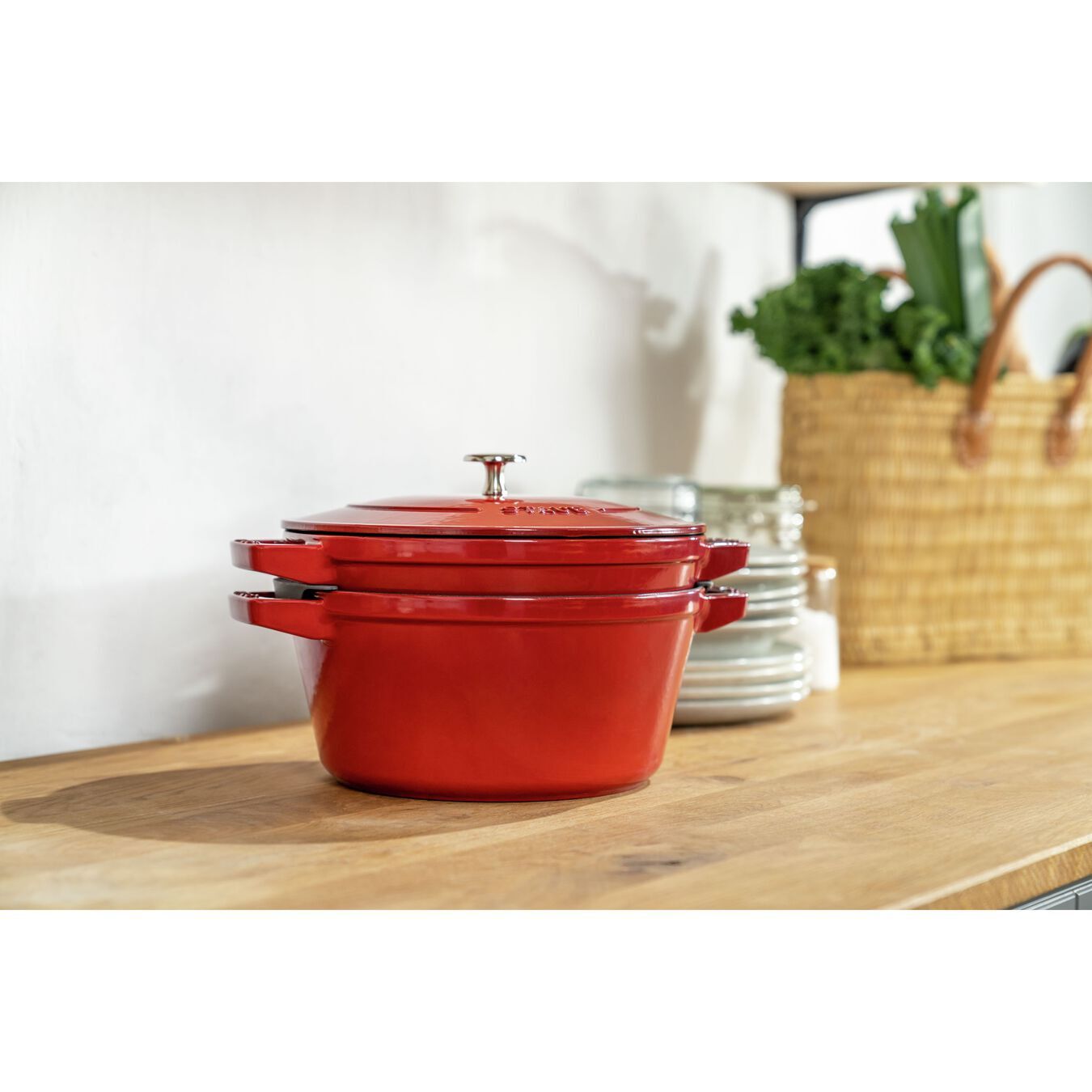 Staub Cocotte 2-dielna sada liatinových hrncov a panvíc 24 cm, čerešňa, 14562406