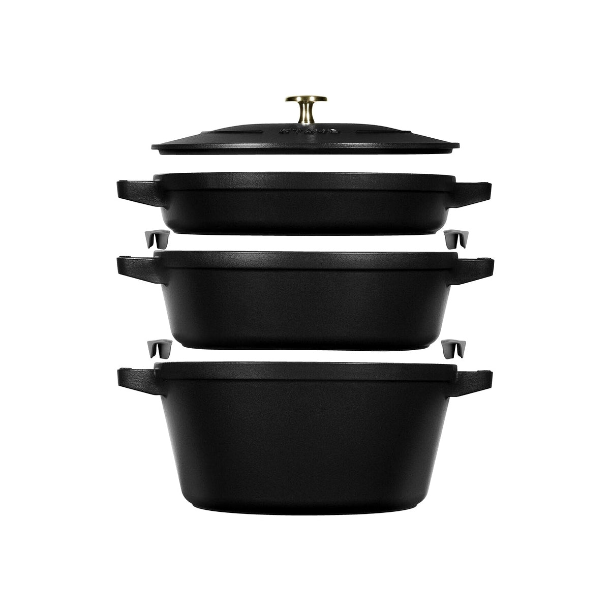Staub Cocotte 3 piece set of cast iron pot, pan and baking dish 24 cm, black, 40508-386