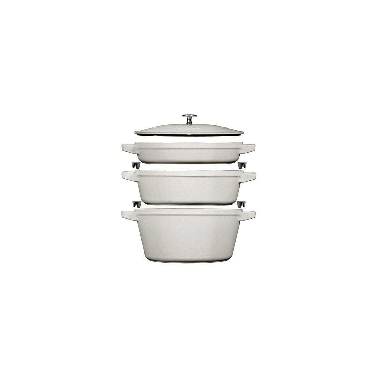 Staub Cocotte 3 dílná sada litinového hrnce, pánve a pekáče 24 cm, bílá lanýžová, 40508-388