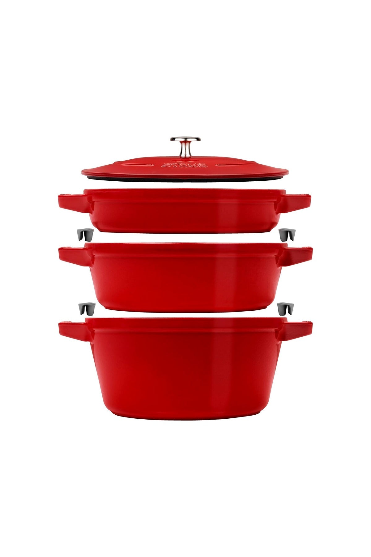 Staub Cocotte 3 dílná sada litinového hrnce, pánve a pekáče 24 cm, višňová, 40508-387