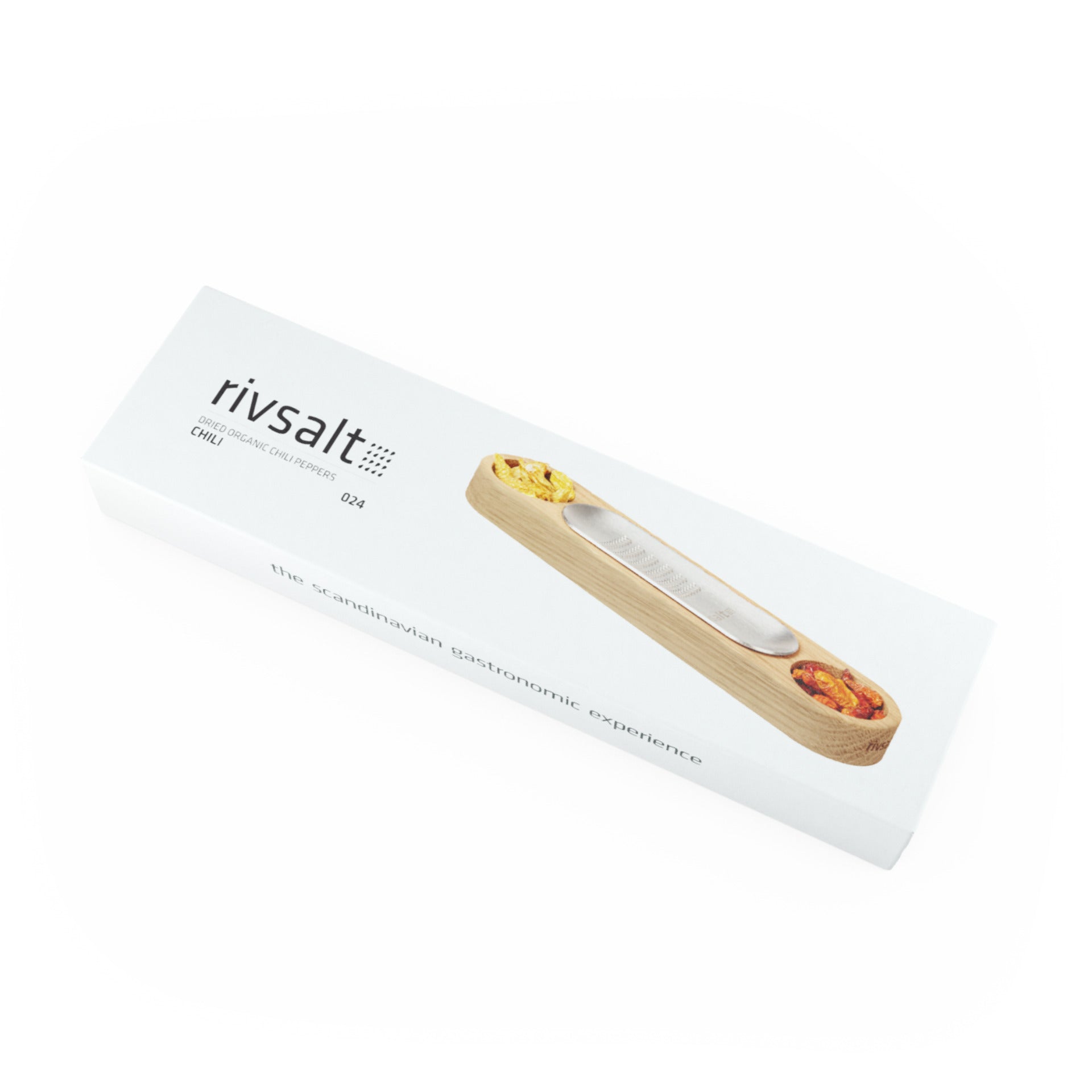 Darčeková súprava Rivsalt Chilli so strúhadlom, dreveným stojanom a sušenými bio chilli papričkami, RIV024