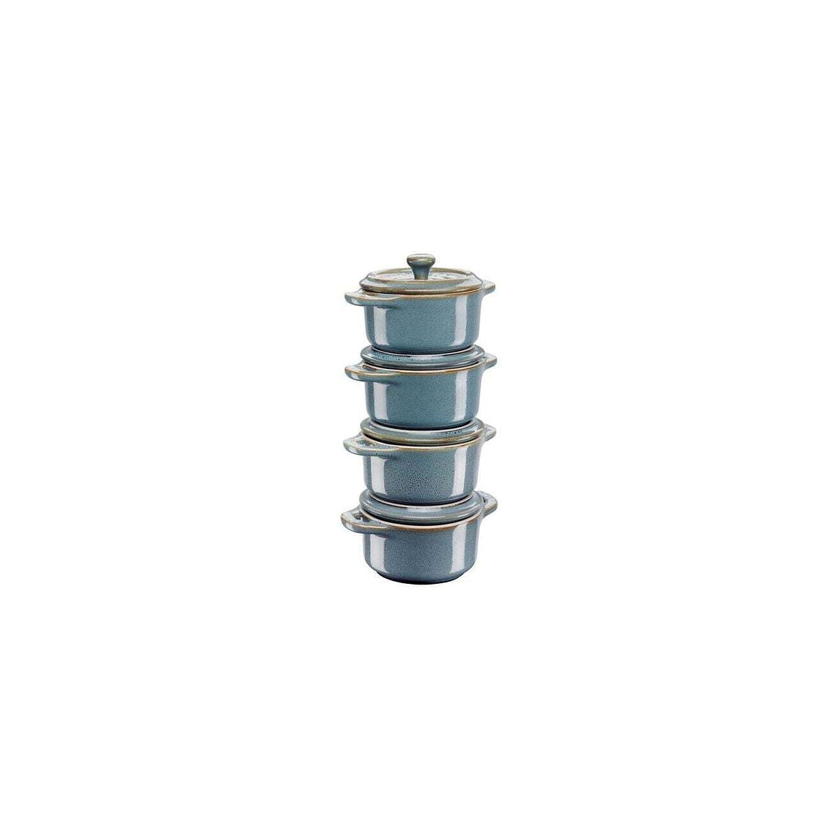Staub sada 4 keramických foriem Mini Cocotte, starožitná modrá, 40508-159