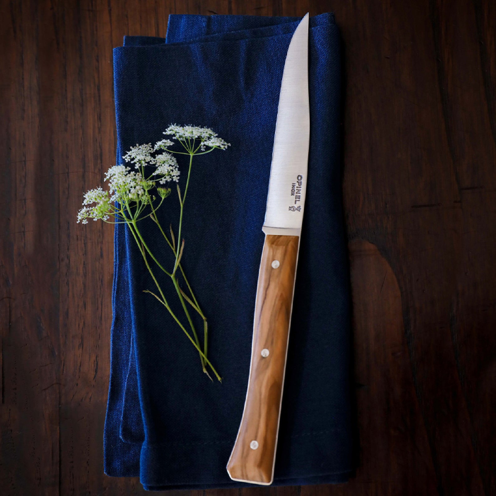 Opinel Facette sada příborových nožů, 4 ks, olivové dřevo, 002498