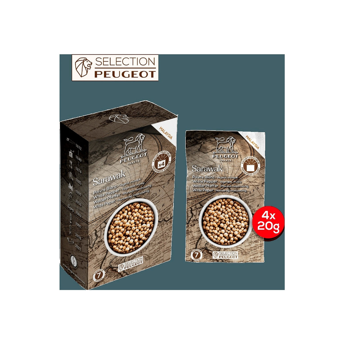Peugeot Bílý pepř Sarawak 4 x 20g, 42424